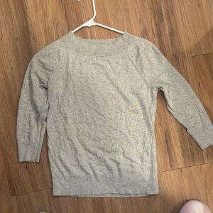 LOFT Light Gray Crew Neck Sweater